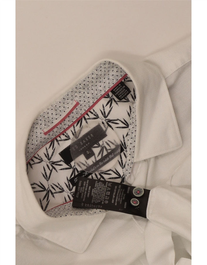 Ted Baker Mens Short Sleeve Shirt Size 5 XL White Cotton