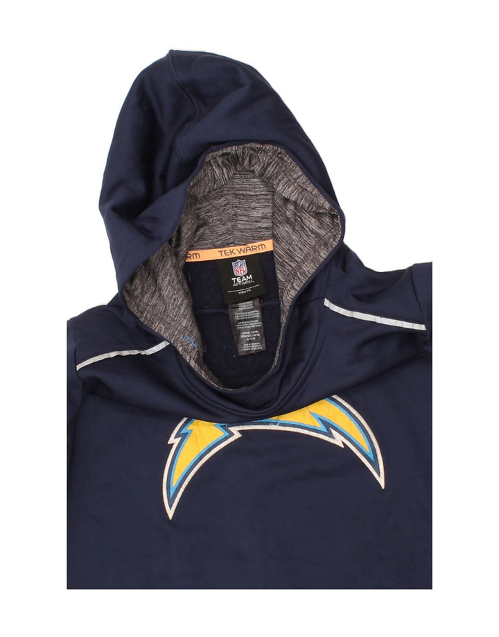 NFL Boys Graphic Hoodie Jumper 14-15 Years Large Navy Blue Polyester Vintage NFL and Second-Hand NFL from Messina Hembry 