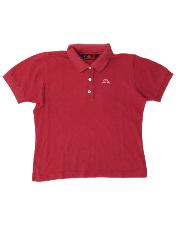 Kappa Womens Crop Polo Shirt UK 10 Small Burgundy Cotton
