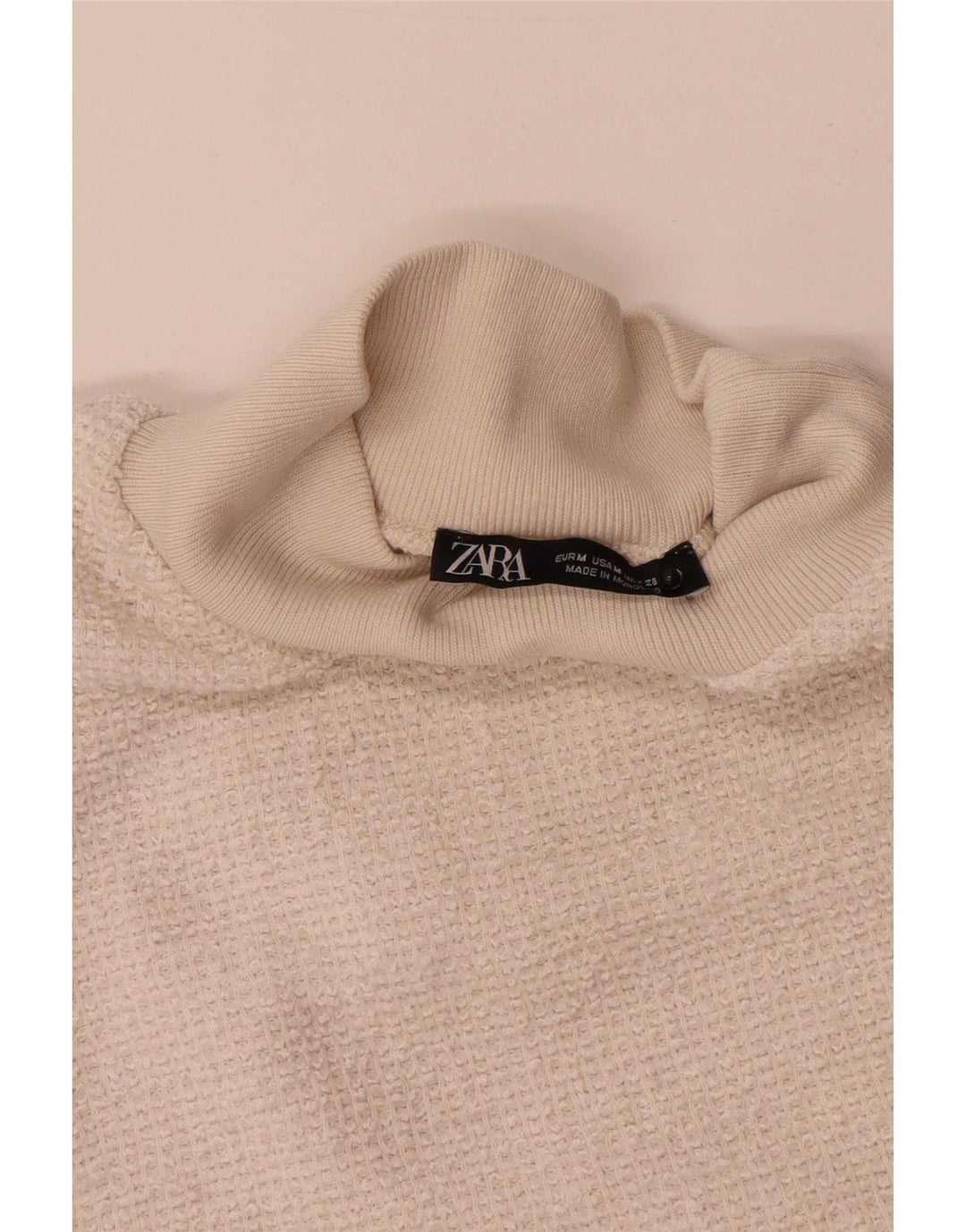Zara Womens T-Shirt Top UK 12 Medium Off White Polyester