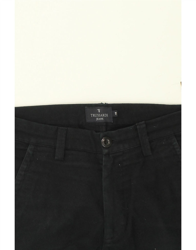 TRUSSARDI Mens Straight Chino Trousers IT 48 Medium W32 L28  Black Vintage Trussardi and Second-Hand Trussardi from Messina Hembry 