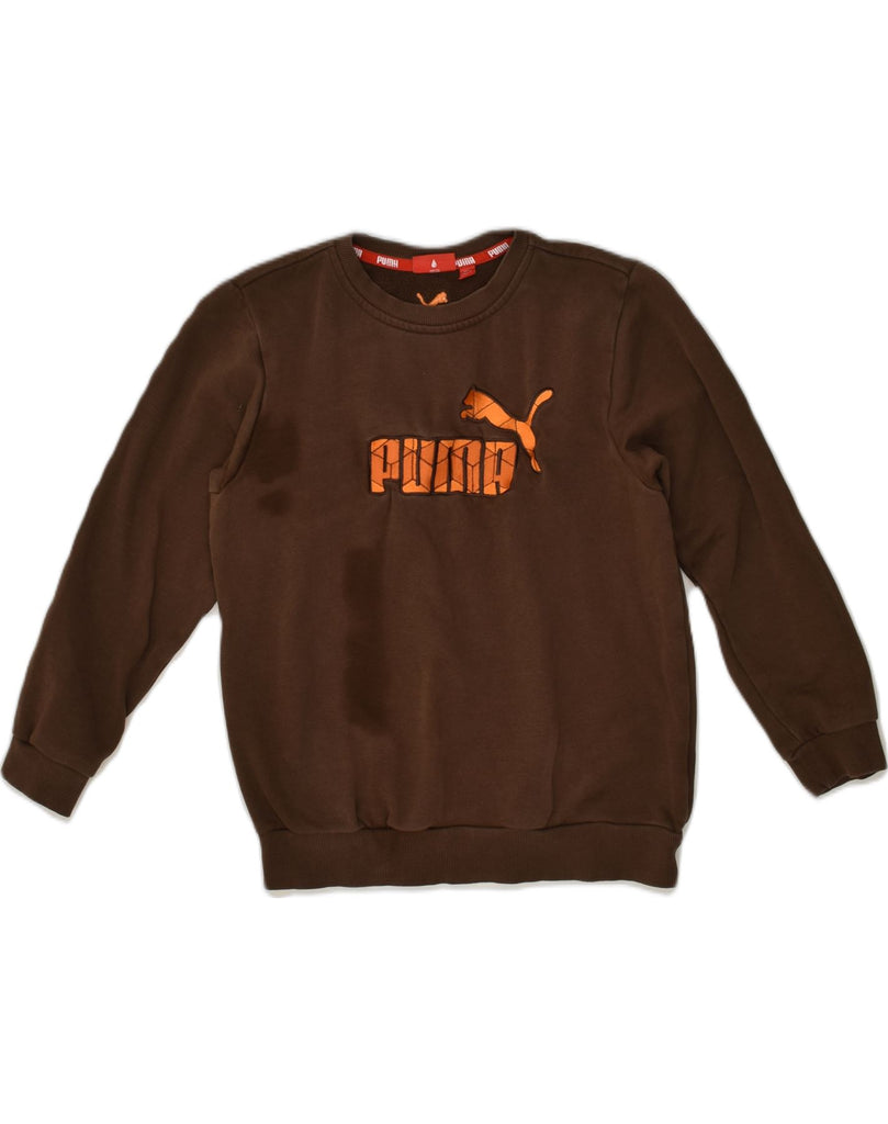 PUMA Boys Graphic Sweatshirt Jumper 9-10 Years Brown | Vintage Puma | Thrift | Second-Hand Puma | Used Clothing | Messina Hembry 