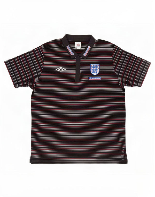 Umbro Mens England Graphic Polo Shirt 3XL Multicoloured Pinstripe Cotton