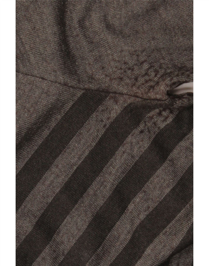 Iceberg Womens Crew Neck Jumper Sweater UK 16 Large Grey Striped Wool