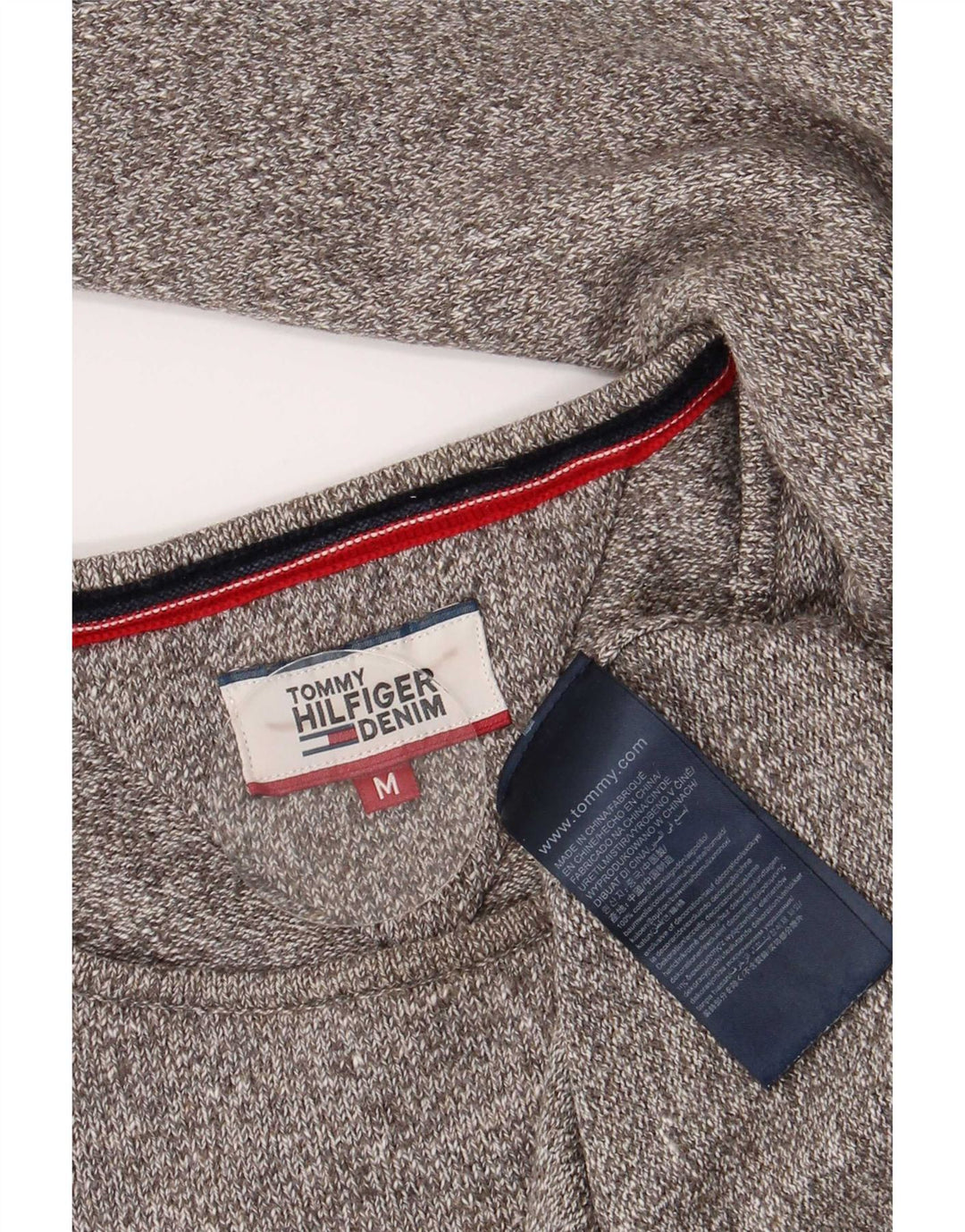 Tommy Hilfiger Mens Crew Neck Jumper Sweater Medium Grey Flecked Cotton