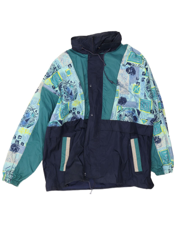 Shamp Mens Rain Jacket UK 42 XL Navy Blue Colourblock Polyamide