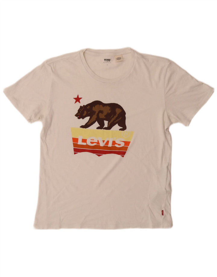LEVI'S Womens Graphic T-Shirt Top UK 10 Small White Cotton