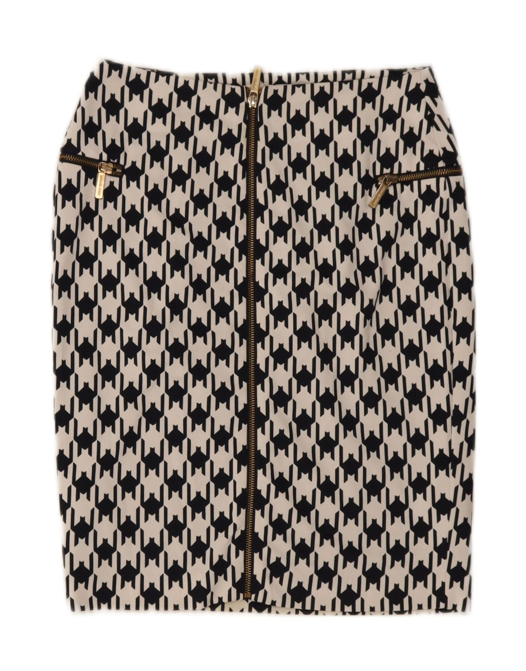 Michael Kors Womens Pencil Skirt US 4 Small W27 Black Houndstooth Polyester