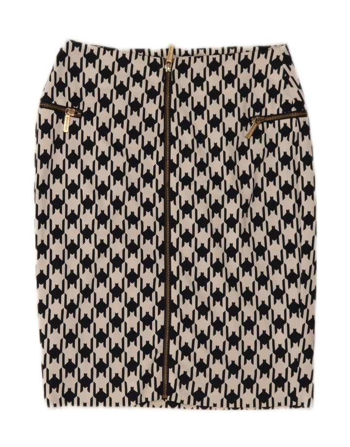 Michael Kors Womens Pencil Skirt US 4 Small W27 Black Houndstooth Polyester
