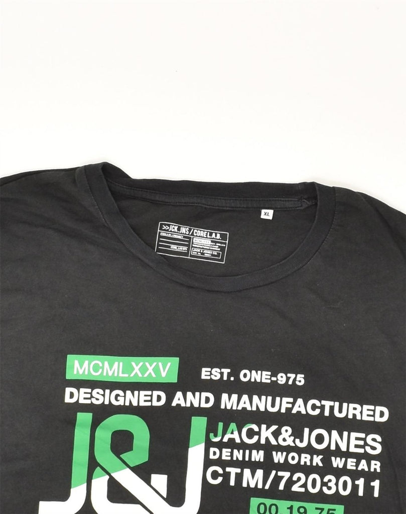 JACK & JONES Mens Graphic T-Shirt Top XL Black Cotton | Vintage Jack & Jones | Thrift | Second-Hand Jack & Jones | Used Clothing | Messina Hembry 