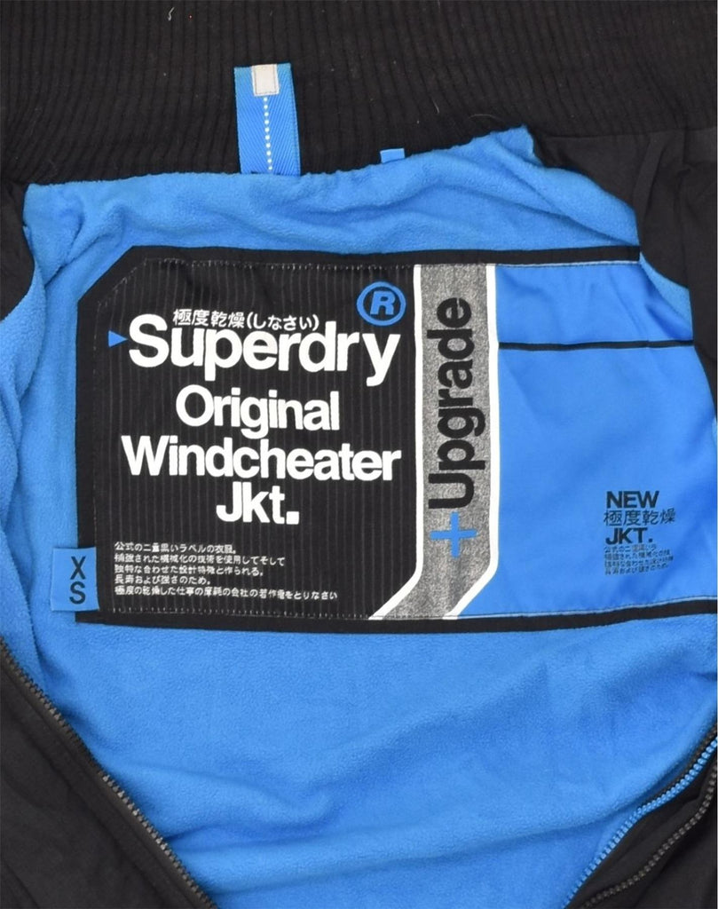 SUPERDRY Mens Windcheater Hooded Windbreaker Jacket UK 34 XS Black Nylon | Vintage Superdry | Thrift | Second-Hand Superdry | Used Clothing | Messina Hembry 