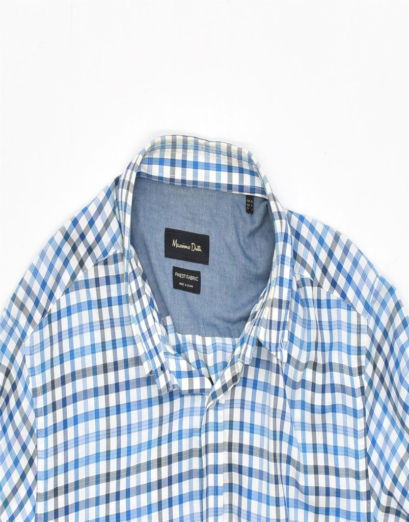 MASSIMO DUTTI Mens Shirt XL Blue Check Cotton | Vintage | Thrift | Second-Hand | Used Clothing | Messina Hembry 