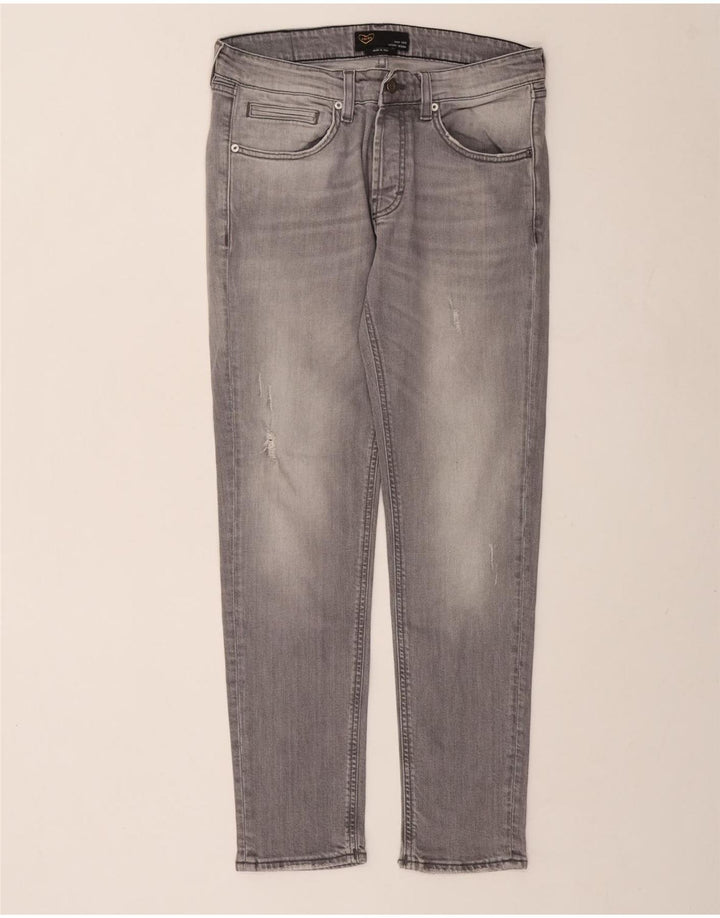 POP 84 Mens Distressed Slim Jeans W33 L29 Grey Cotton