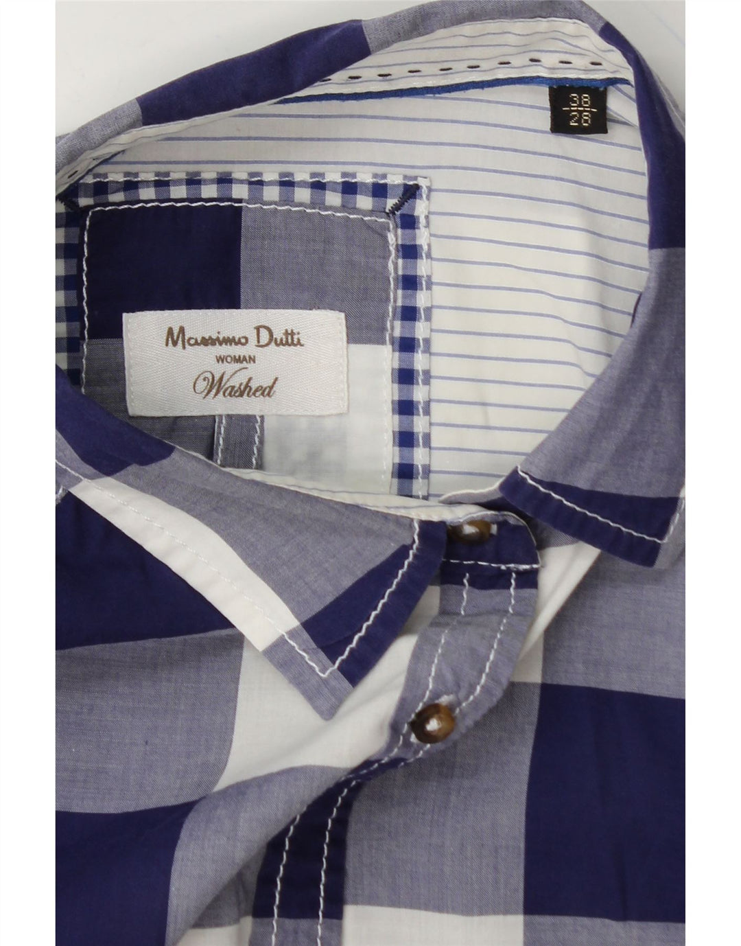 MASSIMO DUTTI Womens Shirt EU 38 Small Blue Check Vintage Massimo Dutti and Second-Hand Massimo Dutti from Messina Hembry 