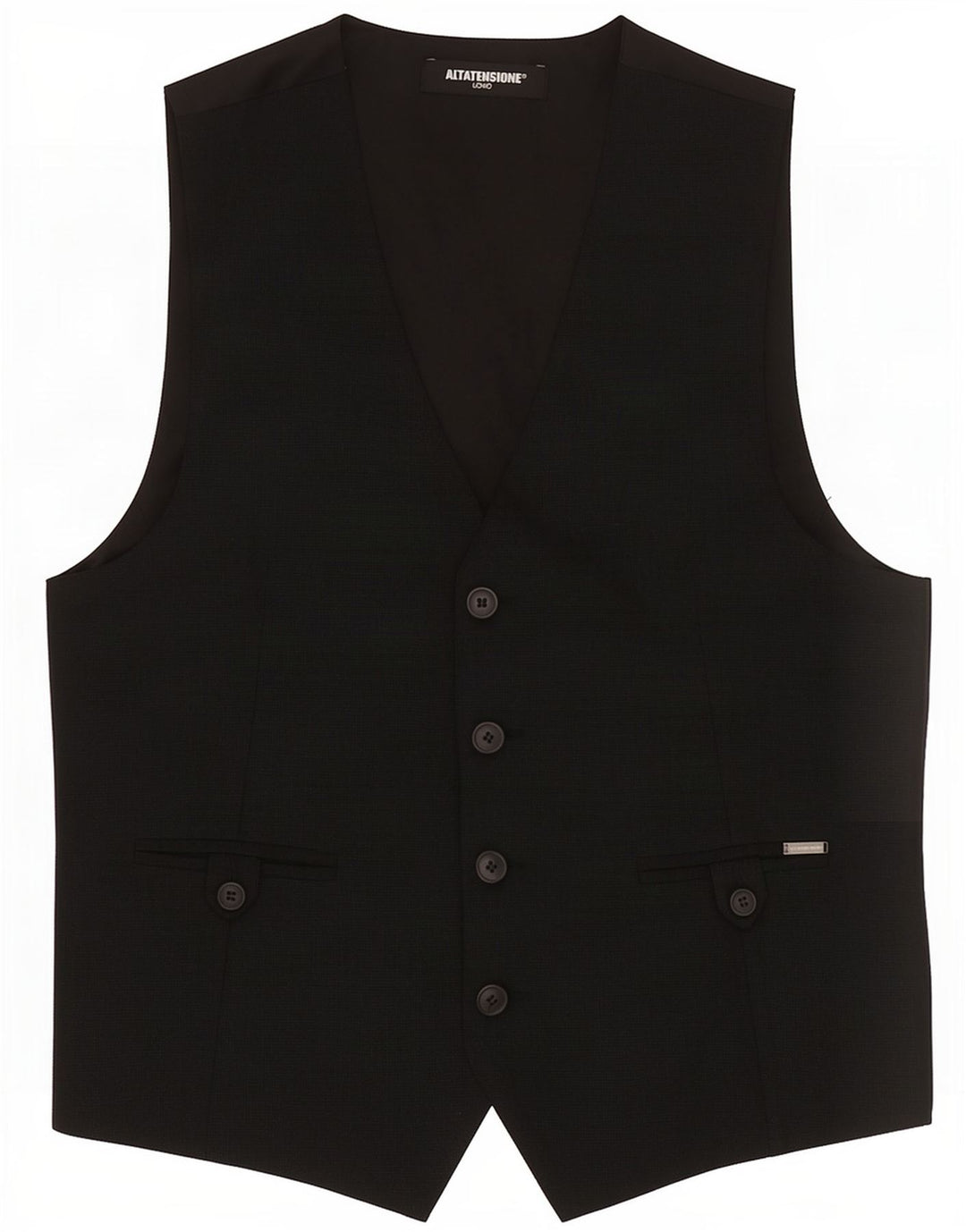 Altatensione Mens Waistcoat Medium Black Cotton