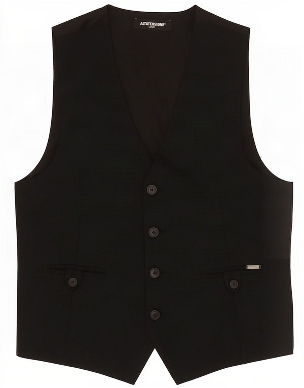 Altatensione Mens Waistcoat Medium Black Cotton