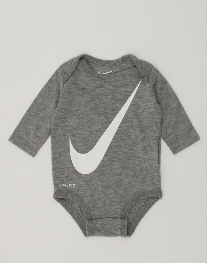 NIKE Baby Girls Dri Fit Graphic Bodysuit 0-3 Months Grey Cotton | Vintage Nike | Thrift | Second-Hand Nike | Used Clothing | Messina Hembry 