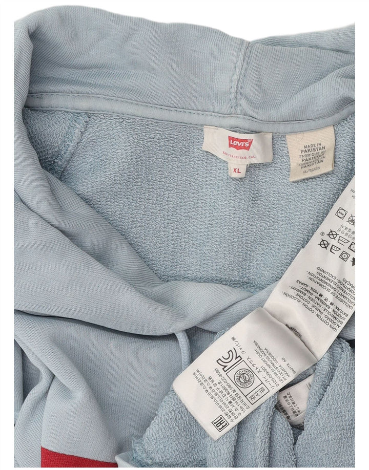 LEVI'S Mens Graphic Hoodie Jumper XL Blue Cotton
