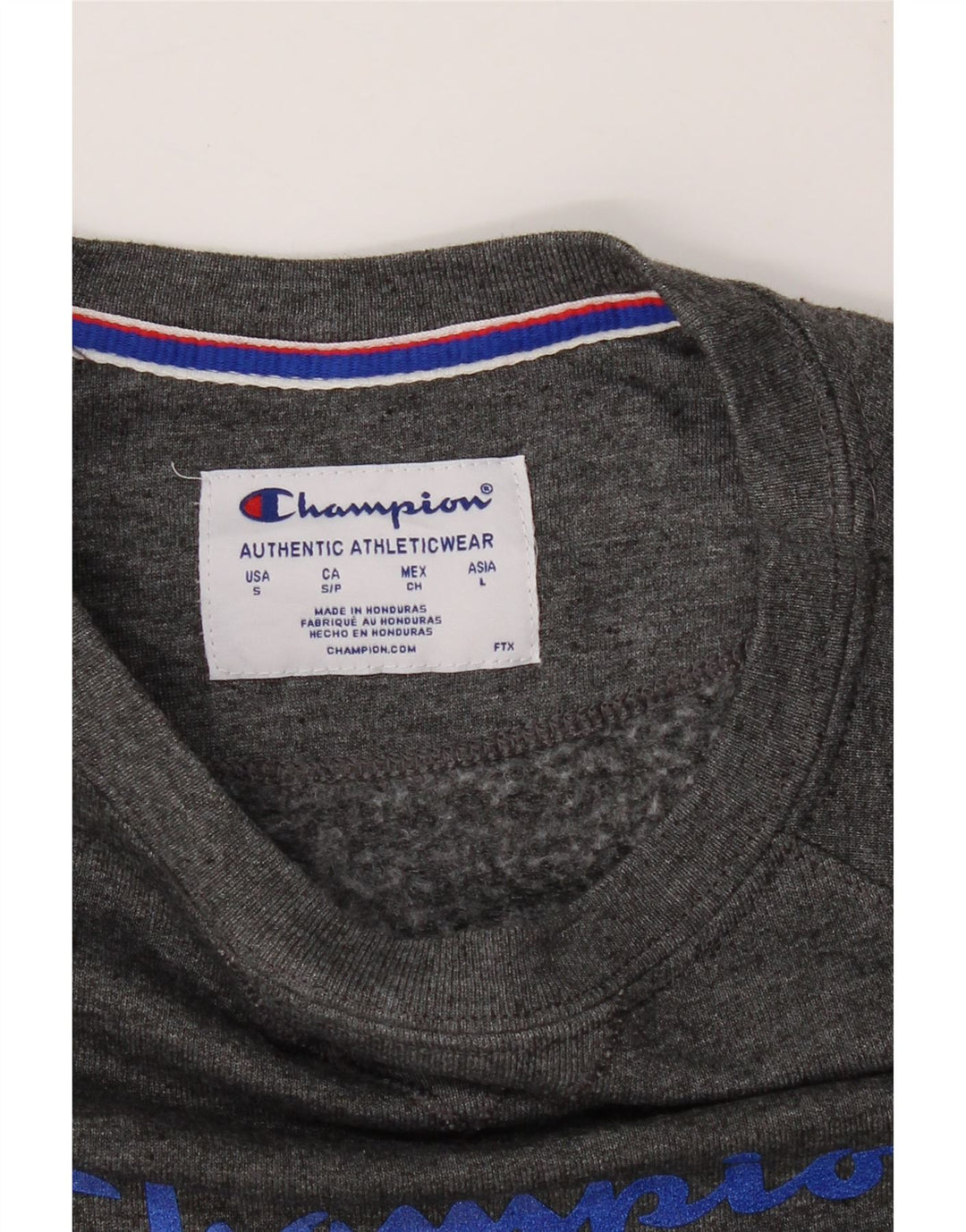 CHAMPION Mens Graphic Sweatshirt Jumper Small Grey Polyester Vintage Champion and Second-Hand Champion from Messina Hembry 