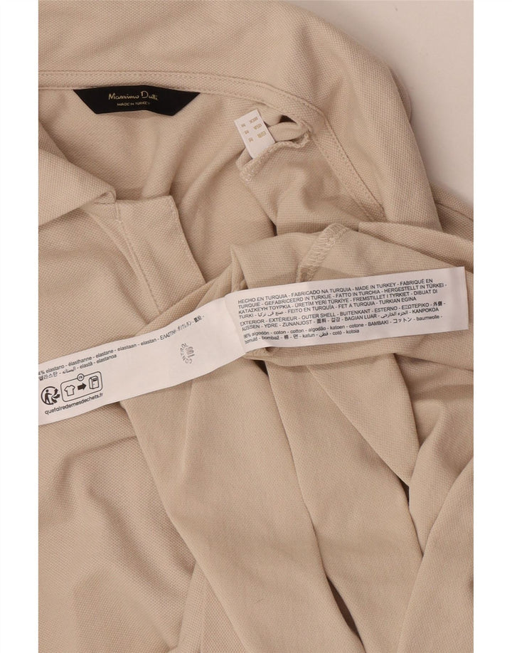 Massimo Dutti Mens Polo Shirt Medium Beige Cotton