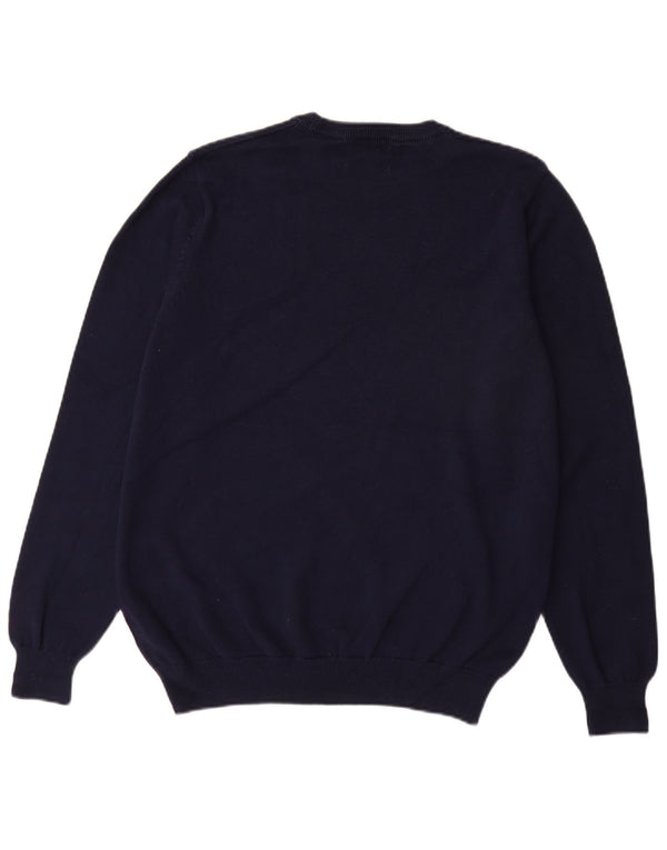 Marks & Spencer Mens Crew Neck Jumper Sweater Large Navy Blue Cotton