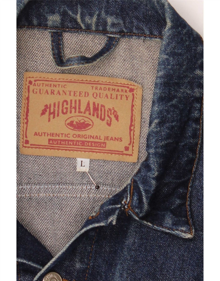 Highlands Womens Denim Jacket UK 14 Large Blue Cotton