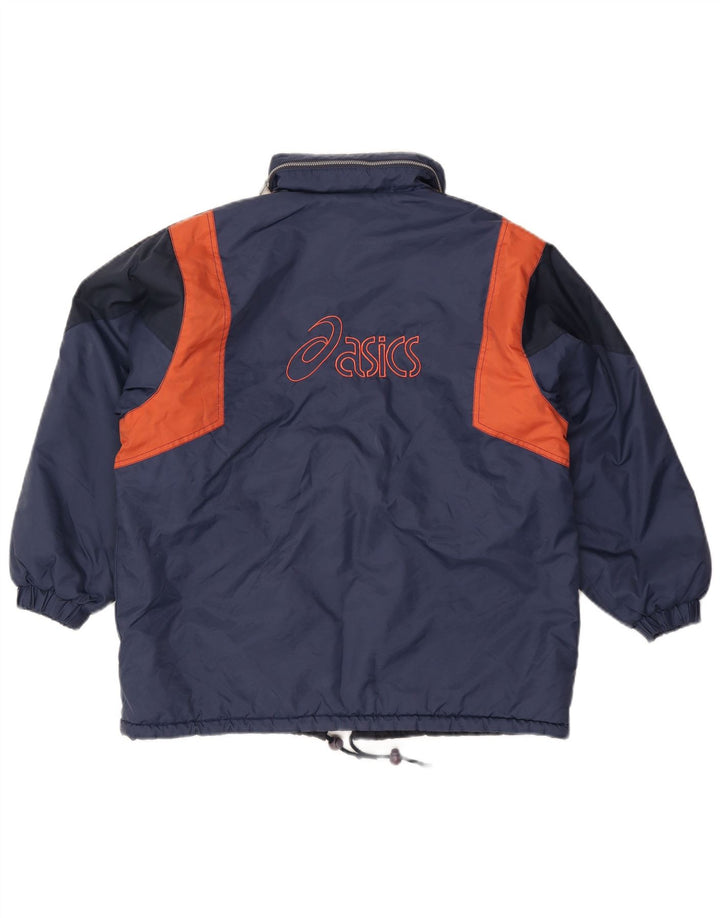 Asics Mens Graphic Windbreaker Jacket UK 38 Medium Navy Blue Colourblock