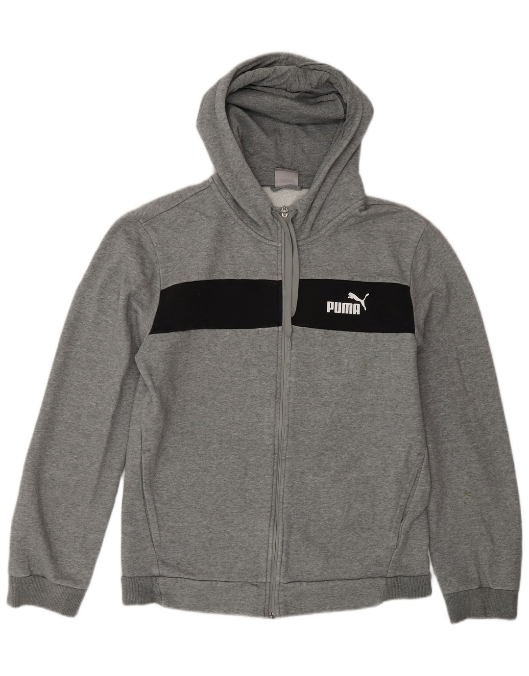 Puma Mens Zip Hoodie Sweater Medium Grey Colourblock Cotton