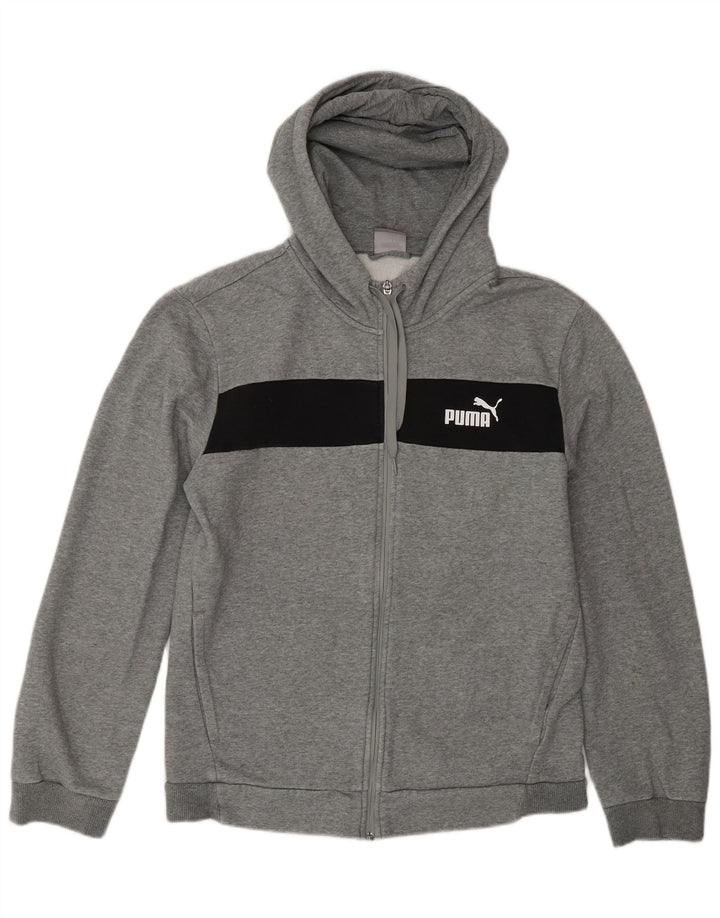 Puma Mens Zip Hoodie Sweater Medium Grey Colourblock Cotton
