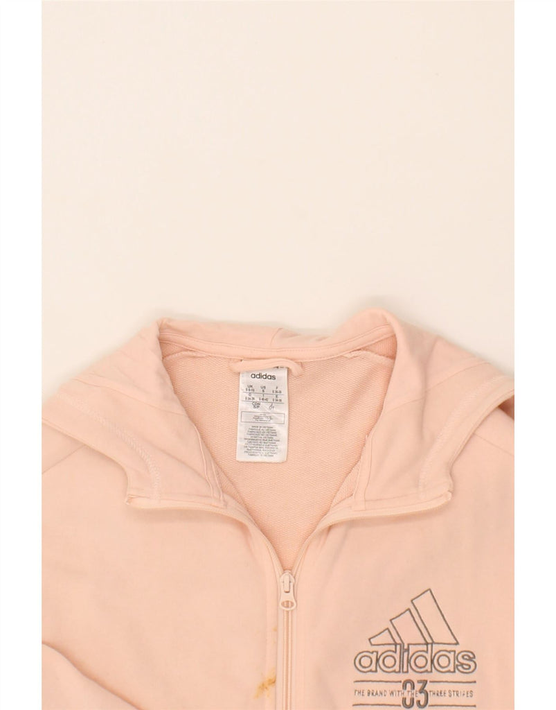 ADIDAS Womens Oversized Graphic Zip Hoodie Sweater UK 8/10 Small Pink Vintage Adidas and Second-Hand Adidas from Messina Hembry 