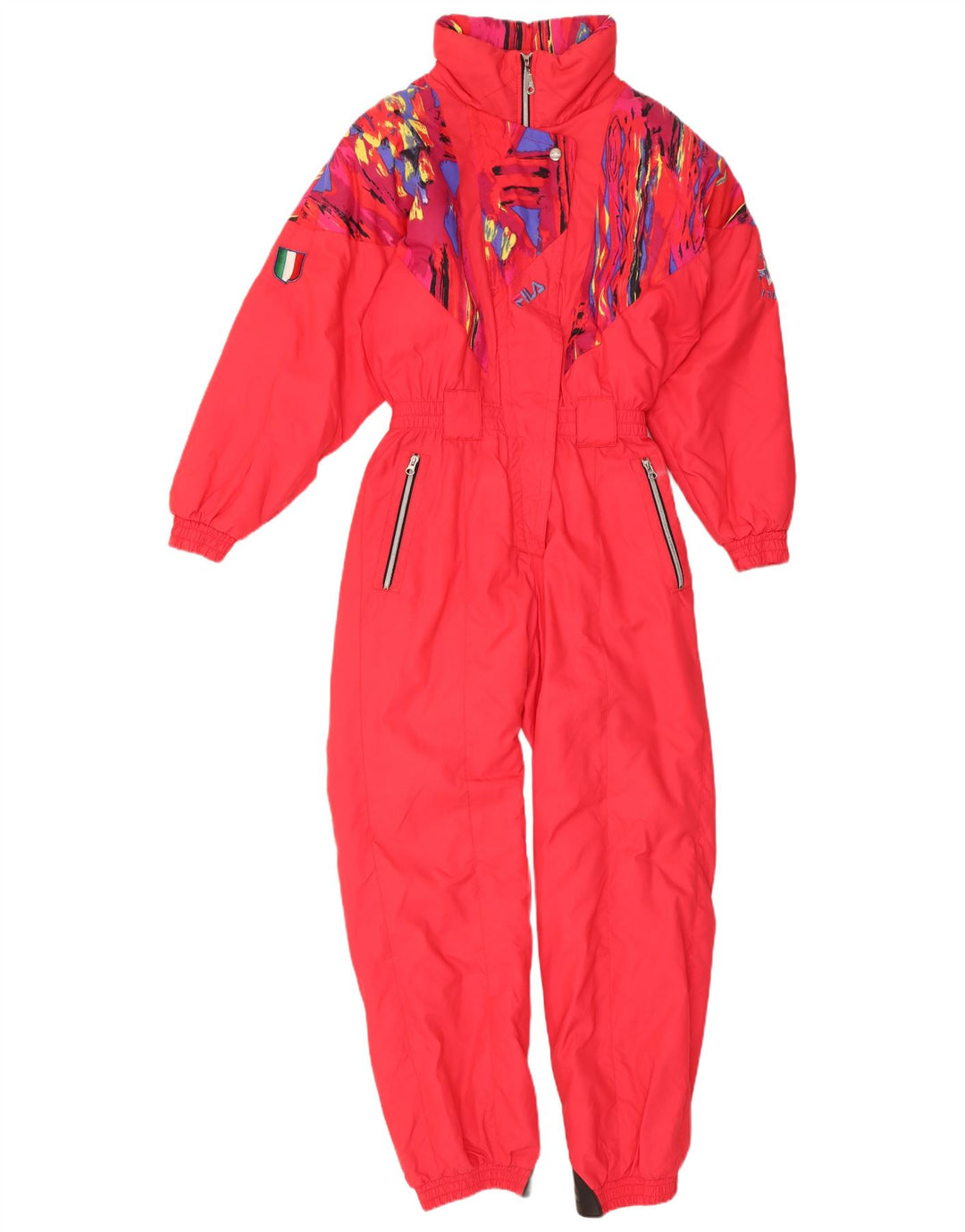 Fila Womens Ski Jumpsuit IT 44 Medium  Red Colourblock