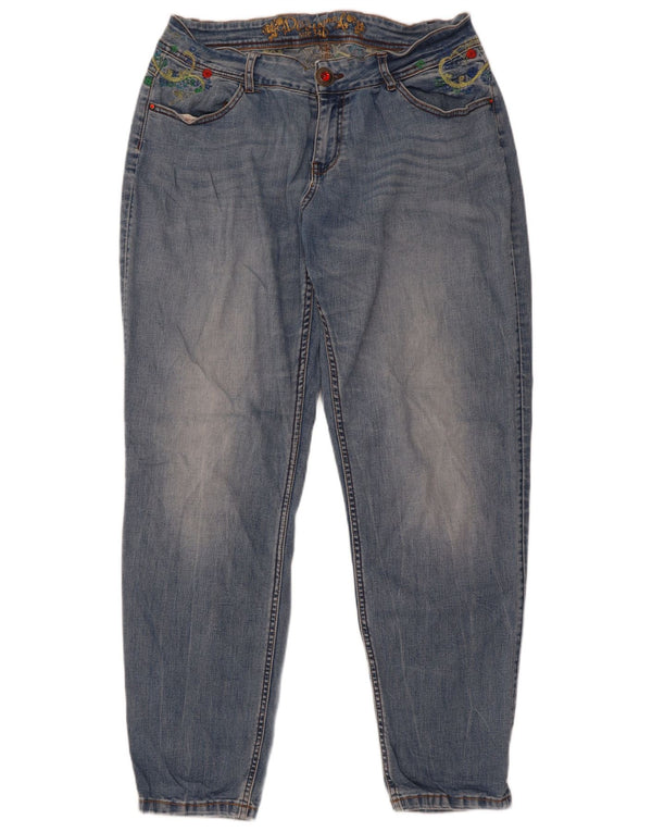 Desigual Womens Tapered Jeans W34 L31 Blue Floral