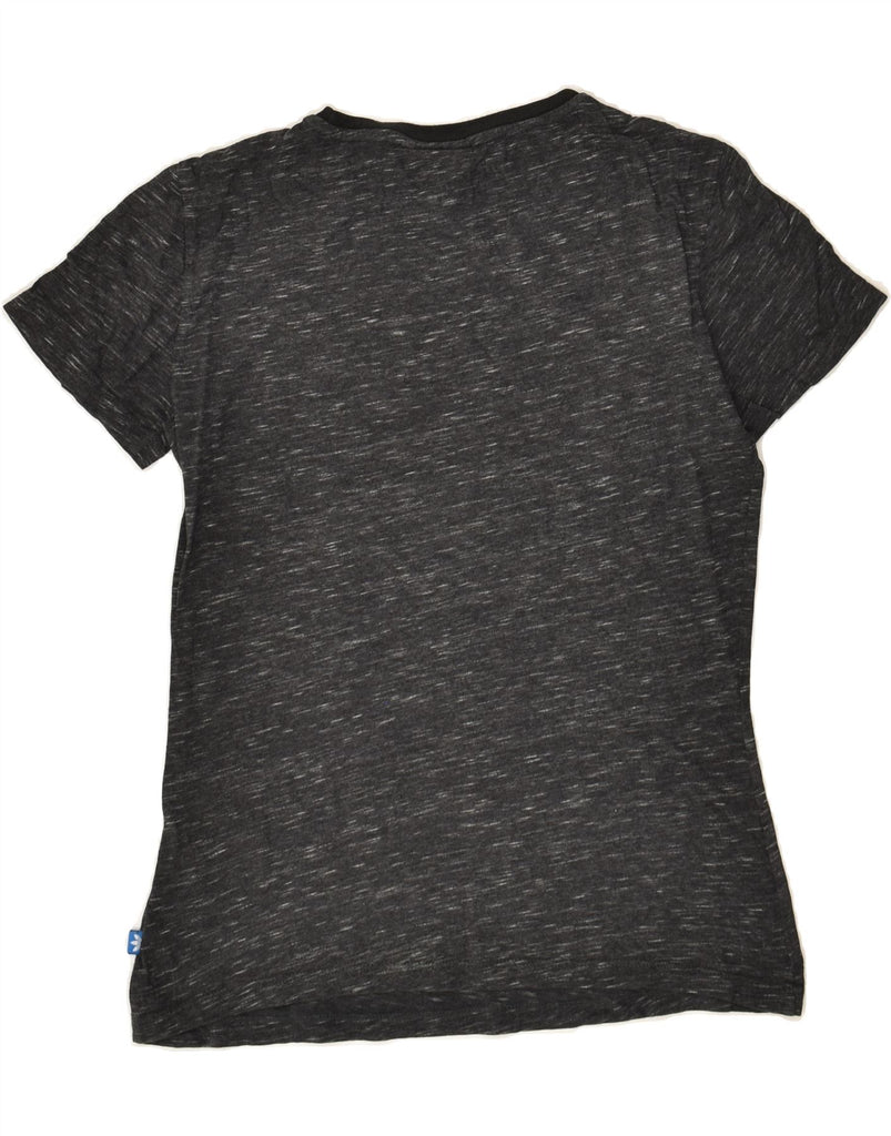ADIDAS Womens Graphic T-Shirt Top UK 12 Medium Grey Flecked Cotton | Vintage Adidas | Thrift | Second-Hand Adidas | Used Clothing | Messina Hembry 