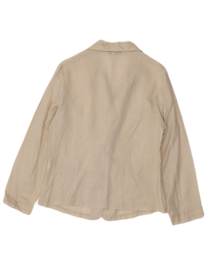 Vintage Womens Shirt Blouse UK 14 Medium Beige Linen