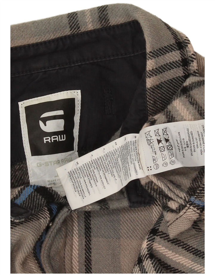 G-Star Mens Flannel Shirt Large Grey Check Acrylic