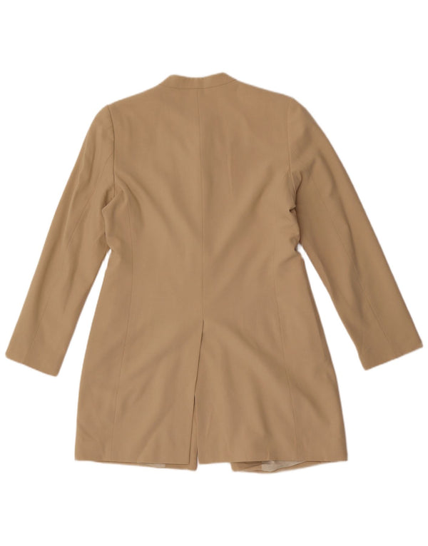 Marks & Spencer Womens Longline Blazer Jacket UK 8 Small Beige Polyester