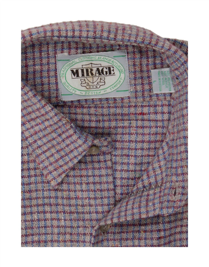 MIRAGE Mens Flannel Shirt Large Grey Check Polyester Vintage Mirage and Second-Hand Mirage from Messina Hembry 