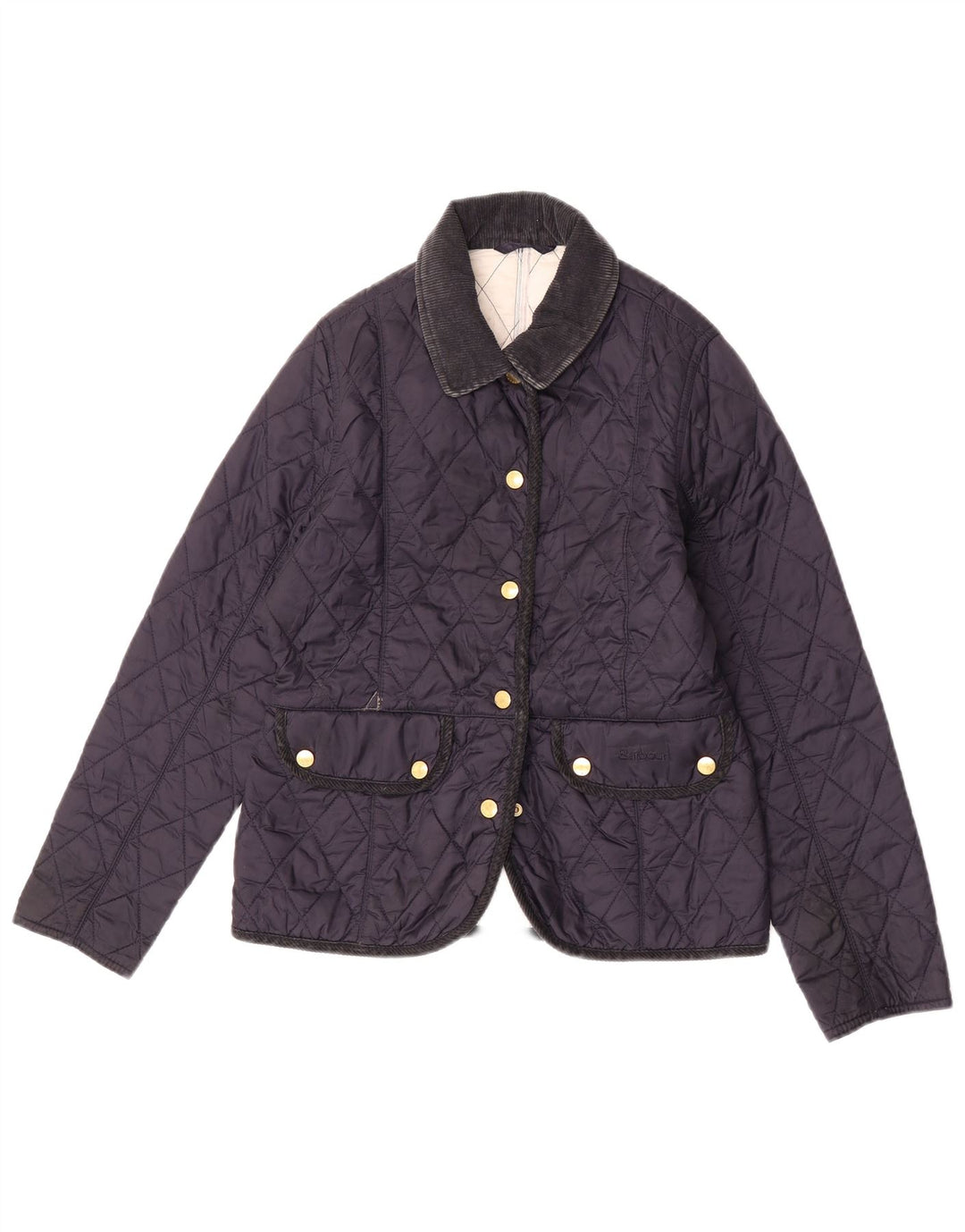 Barbour Girls Quilted Jacket 10-11 Years Large Navy Blue Polyamide