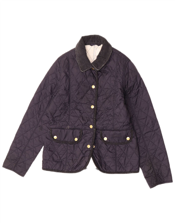 Barbour Girls Quilted Jacket 10-11 Years Large Navy Blue Polyamide