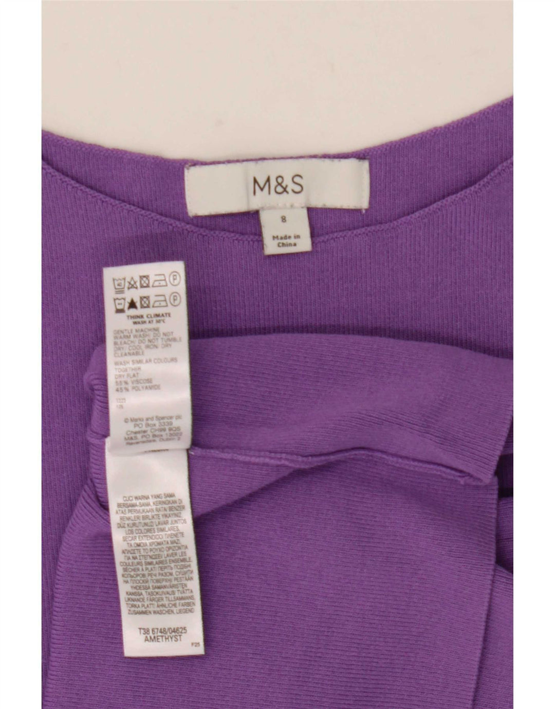 Marks & Spencer Womens Vest Top UK 8 Small Purple Viscose