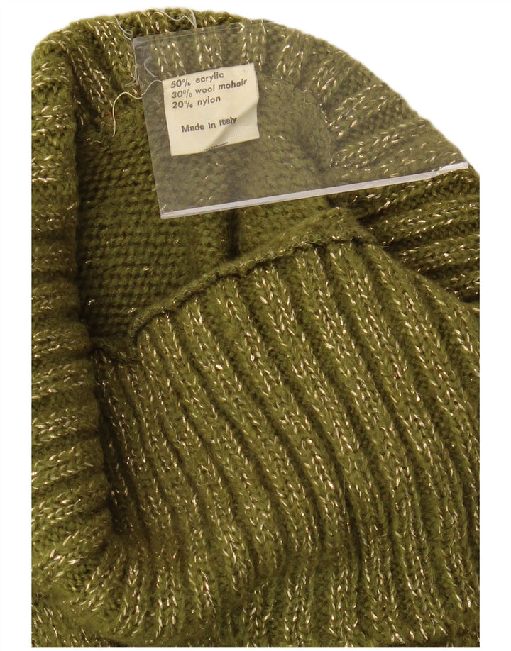 VINTAGE Womens Roll Neck Jumper Sweater UK 16 Large Green Flecked Acrylic