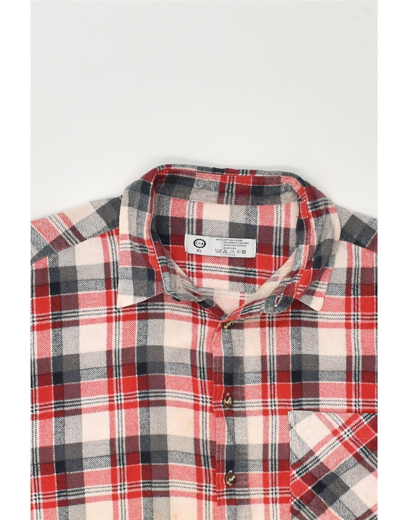 C&A Mens Flannel Shirt XL Red Check Cotton | Vintage C&A | Thrift | Second-Hand C&A | Used Clothing | Messina Hembry 