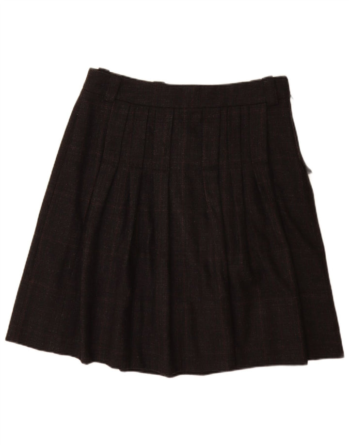 Henry Cottons Womens Pleated Skirt IT 44 Medium W30 Black Flecked Wool
