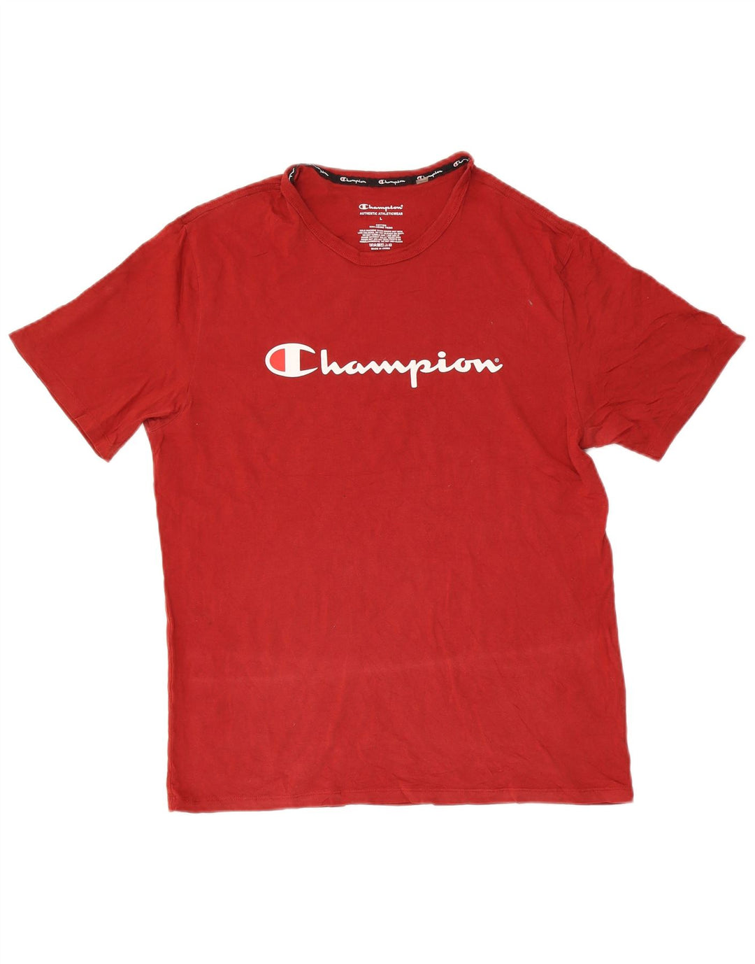 Champion Mens Graphic T-Shirt Top Large Red Cotton