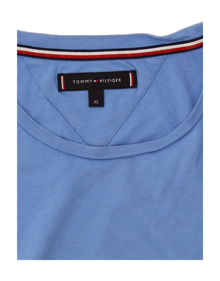 TOMMY HILFIGER Mens Graphic T-Shirt Top XL Blue Vintage Tommy Hilfiger and Second-Hand Tommy Hilfiger from Messina Hembry 