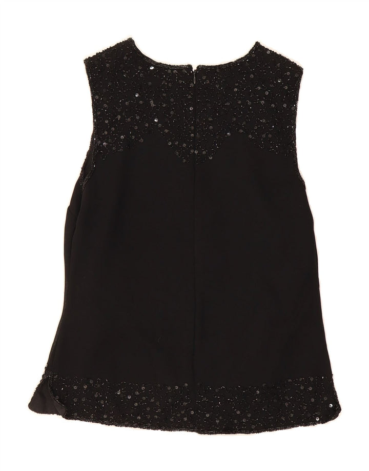 VINTAGE Womens Sleeveless Blouse Top UK 10 Small Black Polyester Vintage Vintage and Second-Hand Vintage from Messina Hembry 