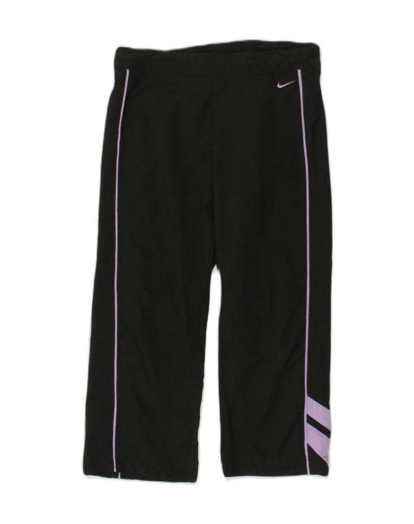 NIKE Womens Capri Tracksuit Trousers Size 4-6 Small Black Polyester | Vintage Nike | Thrift | Second-Hand Nike | Used Clothing | Messina Hembry 