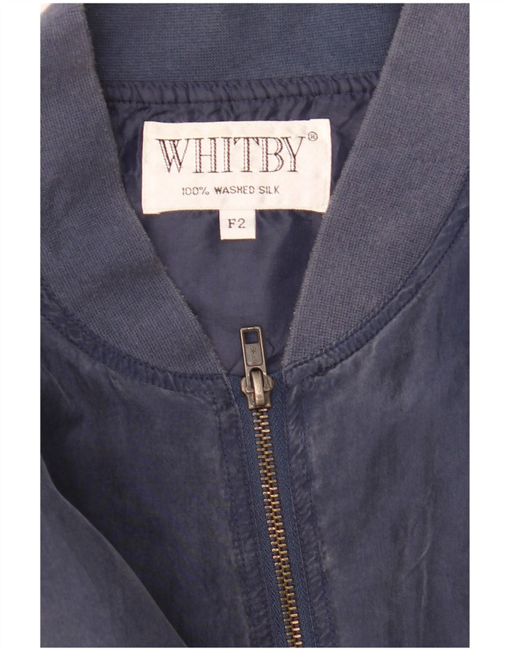 Whitby Mens Bomber Jacket UK 42 XL Navy Blue Silk
