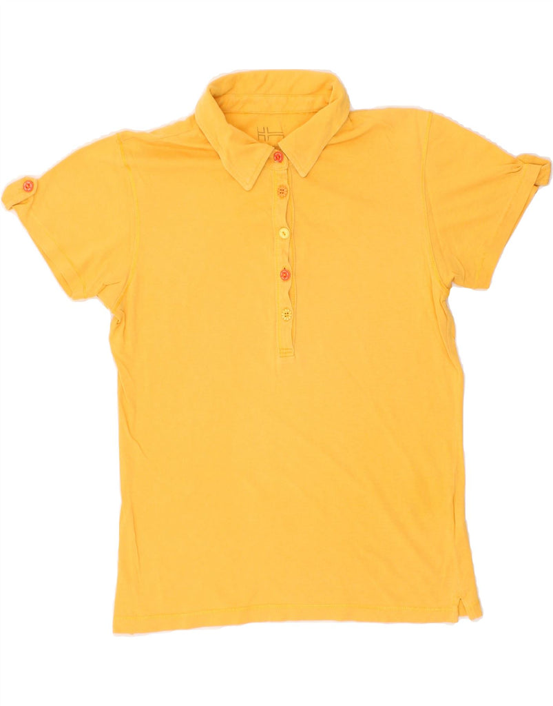 NAPAPIJRI Womens Graphic Polo Shirt UK 14 Large Yellow Cotton Vintage Napapijri and Second-Hand Napapijri from Messina Hembry 