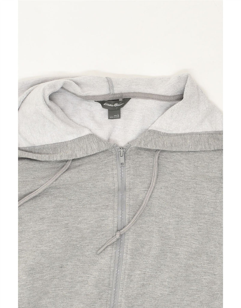 EDDIE BAUER Mens Zip Hoodie Sweater Large Grey Cotton | Vintage Eddie Bauer | Thrift | Second-Hand Eddie Bauer | Used Clothing | Messina Hembry 